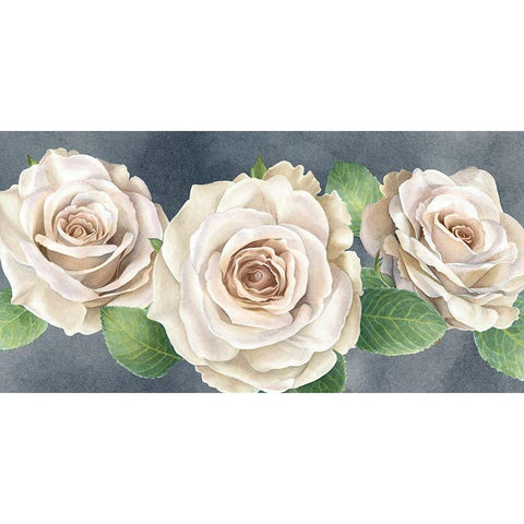 Ivory  Roses on gray landscape I White Modern Wood Framed Art Print by Wilson, Kelsey