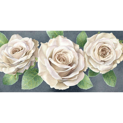 Ivory  Roses on gray landscape II Black Modern Wood Framed Art Print with Double Matting by Wilson, Kelsey