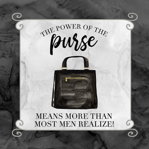 Fashion Humor VI-Power of the Purse Black Ornate Wood Framed Art Print with Double Matting by Reed, Tara