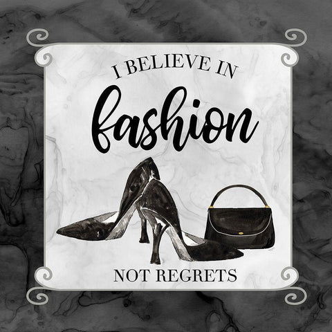 Fashion Humor VII-Believe in Fashion Black Modern Wood Framed Art Print with Double Matting by Reed, Tara