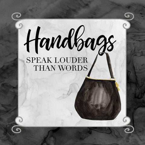 Fashion Humor XIII-Handbags Speak Black Modern Wood Framed Art Print by Reed, Tara