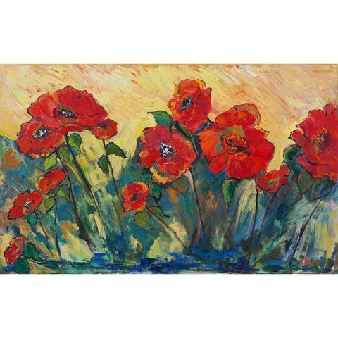 Flamboyant Poppies Black Modern Wood Framed Art Print with Double Matting by Fine, Alexi