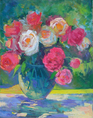 Pretty Petals White Modern Wood Framed Art Print with Double Matting by Fine, Alexi