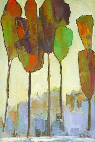 African Forest White Modern Wood Framed Art Print with Double Matting by Fine, Alexi