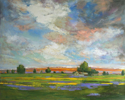 Spring View Black Ornate Wood Framed Art Print with Double Matting by Fine, Alexi