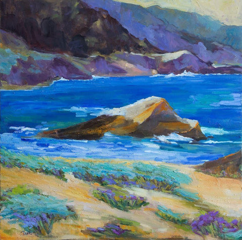 Carmel Cove Black Ornate Wood Framed Art Print with Double Matting by Fine, Alexi