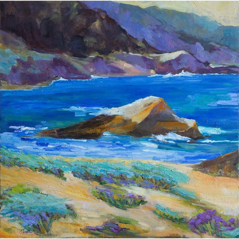 Carmel Cove Gold Ornate Wood Framed Art Print with Double Matting by Fine, Alexi