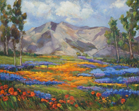 Carmel Spring White Modern Wood Framed Art Print with Double Matting by Fine, Alexi