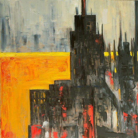 The City that Never Sleeps I Black Modern Wood Framed Art Print with Double Matting by Fine, Alexi