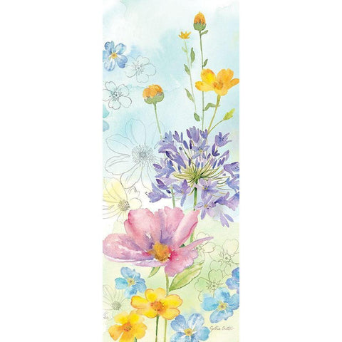 Wildflower MixÂ vertical II White Modern Wood Framed Art Print by Coulter, Cynthia