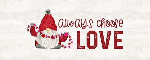 Valentine Gnomes panel I-Choose Love White Modern Wood Framed Art Print with Double Matting by Reed, Tara