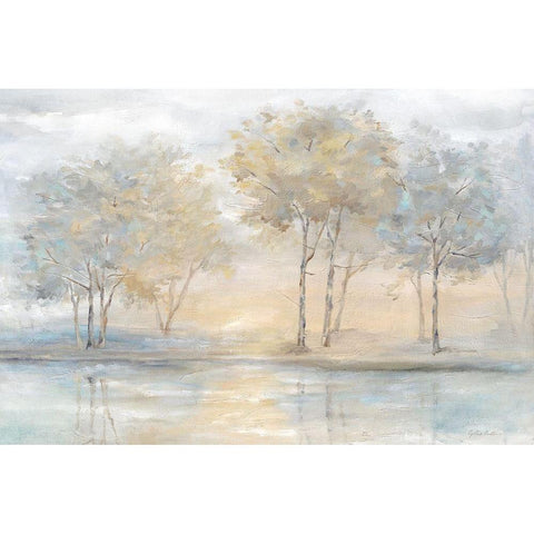 Serene Scene Trees landscape Black Modern Wood Framed Art Print with Double Matting by Coulter, Cynthia