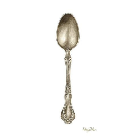 Vintage  Tableware III-Spoon Gold Ornate Wood Framed Art Print with Double Matting by Wilson, Kelsey