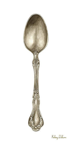 Vintage  Tableware III-Spoon Black Ornate Wood Framed Art Print with Double Matting by Wilson, Kelsey