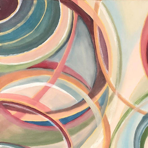 Overlapping  Rings I Black Modern Wood Framed Art Print by Lee C
