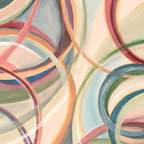 Overlapping  Rings V White Modern Wood Framed Art Print with Double Matting by Lee C