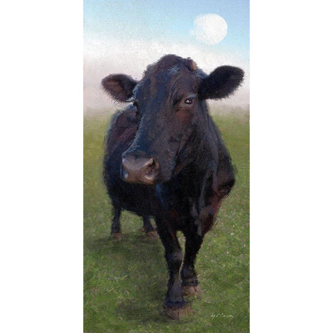 Funky  Cow II Gold Ornate Wood Framed Art Print with Double Matting by Cusson, Marie Elaine
