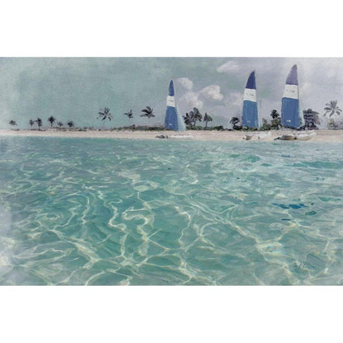 Beach  Scene II White Modern Wood Framed Art Print by Cusson, Marie Elaine