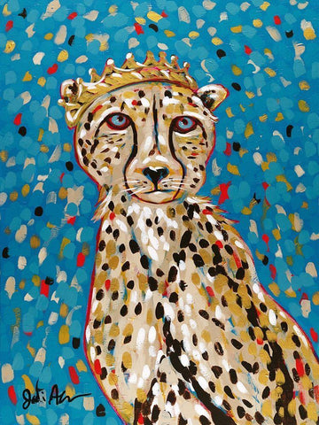 Queen Cheetah White Modern Wood Framed Art Print with Double Matting by Augustine, Jodi