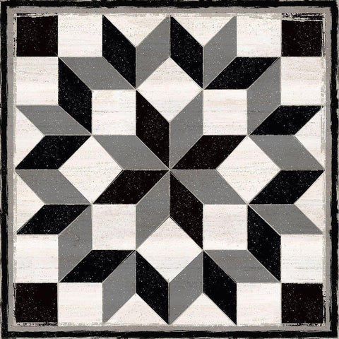 Black and  White Quilt Block I White Modern Wood Framed Art Print with Double Matting by Reed, Tara