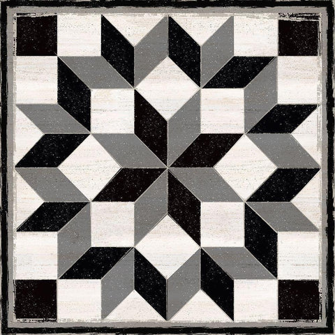 Black and  White Quilt Block I Black Modern Wood Framed Art Print by Reed, Tara