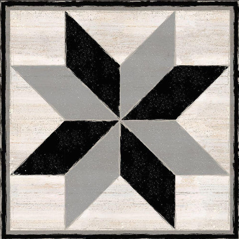 Black  and White Quilt Block II Black Modern Wood Framed Art Print by Reed, Tara