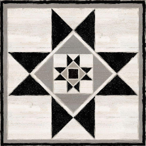 Black  and White Quilt Block III Black Modern Wood Framed Art Print with Double Matting by Reed, Tara
