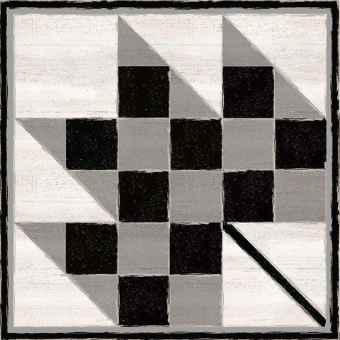 Black  and White Quilt Block VI Black Ornate Wood Framed Art Print with Double Matting by Reed, Tara