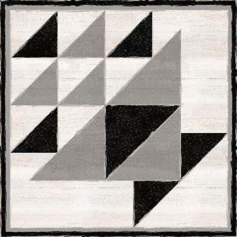 Black  and White Quilt Block VIII Black Ornate Wood Framed Art Print with Double Matting by Reed, Tara