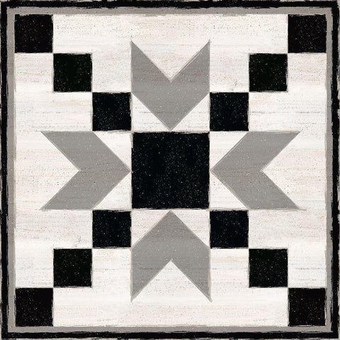 Black  and White Quilt Block XI Black Ornate Wood Framed Art Print with Double Matting by Reed, Tara