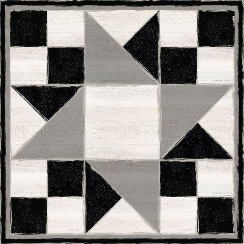 Black and  White Quilt Block XIII Black Modern Wood Framed Art Print with Double Matting by Reed, Tara