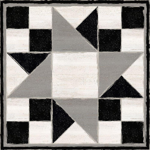 Black and  White Quilt Block XIII White Modern Wood Framed Art Print with Double Matting by Reed, Tara