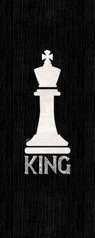 Chess Piece vertical black I-King Black Ornate Wood Framed Art Print with Double Matting by Reed, Tara