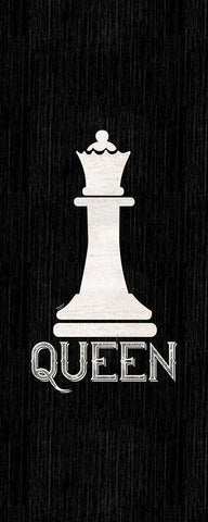 Chess Piece vertical black II-Queen Black Ornate Wood Framed Art Print with Double Matting by Reed, Tara