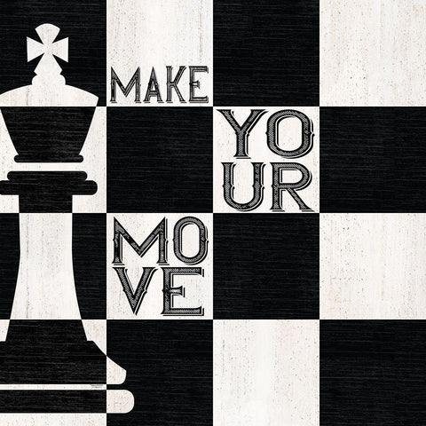 Chessboard Sentiment I-Make your Move White Modern Wood Framed Art Print with Double Matting by Reed, Tara