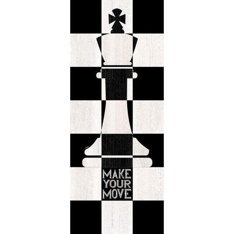 Chessboard Sentiment vertical I-Make your Move White Modern Wood Framed Art Print by Reed, Tara