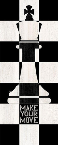 Chessboard Sentiment vertical I-Make your Move White Modern Wood Framed Art Print with Double Matting by Reed, Tara