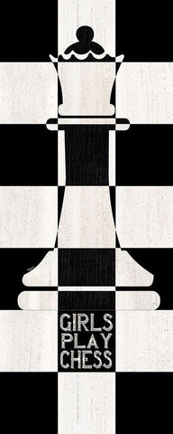 Chessboard Sentiment vertical III-Girls Black Ornate Wood Framed Art Print with Double Matting by Reed, Tara