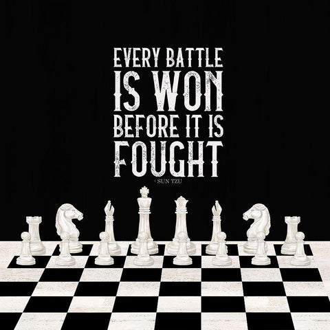 Rather be Playing Chess I-Every Battle White Modern Wood Framed Art Print with Double Matting by Reed, Tara