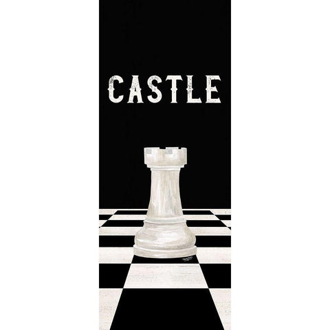 Rather be Playing Chess Pieces white panel II-Castle White Modern Wood Framed Art Print by Reed, Tara