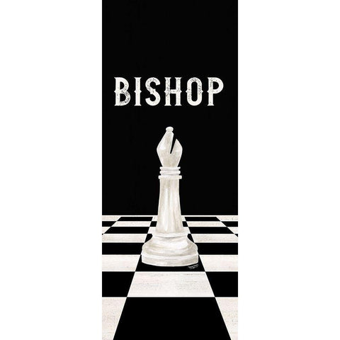 Rather be Playing Chess Pieces white panel IV-Bishop White Modern Wood Framed Art Print by Reed, Tara