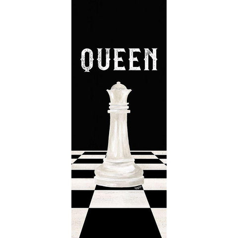 Rather be Playing Chess Pieces white panel VI-Queen Black Modern Wood Framed Art Print with Double Matting by Reed, Tara