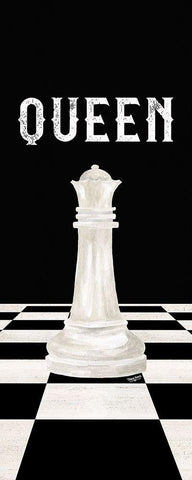 Rather be Playing Chess Pieces white panel VI-Queen White Modern Wood Framed Art Print with Double Matting by Reed, Tara