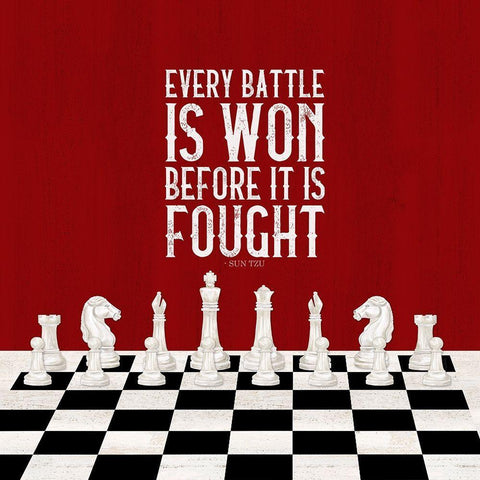 Rather be Playing Chess red I-Every Battle White Modern Wood Framed Art Print with Double Matting by Reed, Tara