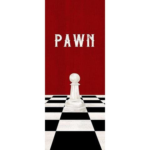 Rather be Playing Chess Pieces red panel I-Pawn Black Modern Wood Framed Art Print with Double Matting by Reed, Tara