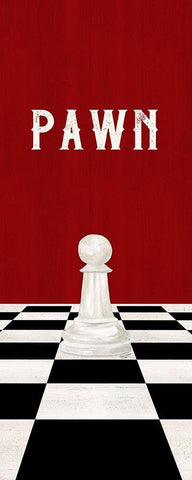 Rather be Playing Chess Pieces red panel I-Pawn White Modern Wood Framed Art Print with Double Matting by Reed, Tara