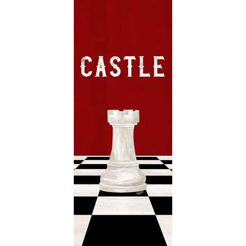 Rather be Playing Chess Pieces red panel II-Castle Black Modern Wood Framed Art Print with Double Matting by Reed, Tara