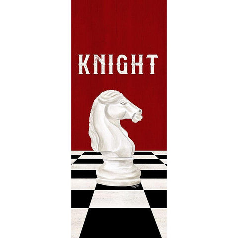 Rather be Playing Chess Pieces red panel III-Knight Black Modern Wood Framed Art Print with Double Matting by Reed, Tara