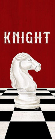 Rather be Playing Chess Pieces red panel III-Knight White Modern Wood Framed Art Print with Double Matting by Reed, Tara