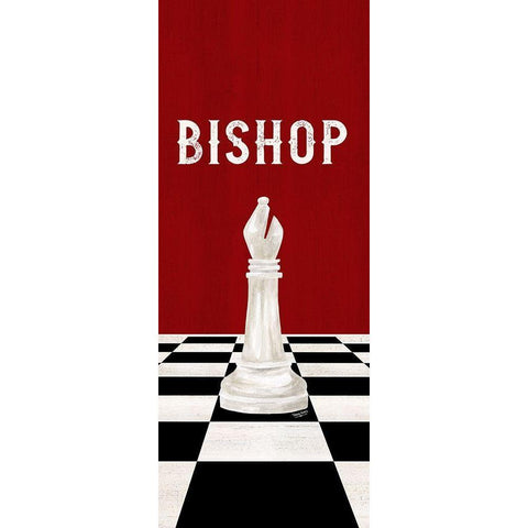 Rather be Playing Chess Pieces red panel IV-Bishop Gold Ornate Wood Framed Art Print with Double Matting by Reed, Tara